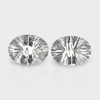 Crystal Quartz 16x12mm Concave Cut Oval AAA Matched Gemstones Pair - 181949