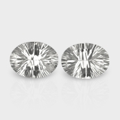 Crystal Quartz 16x12mm Concave Cut Oval AAA Matched Gemstones Pair - 181949