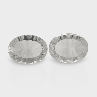 Crystal Quartz 16x12mm Concave Cut Oval AAA Matched Gemstones Pair - 181950