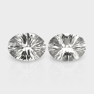 Crystal Quartz 16x12mm Concave Cut Oval AAA Matched Gemstones Pair - 181952