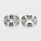 Crystal Quartz 16x12mm Concave Cut Oval AAA Matched Gemstones Pair - 181952