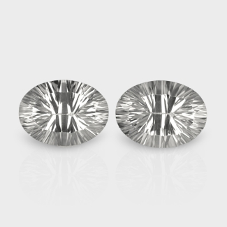 Crystal Quartz 16x12mm Concave Cut Oval AAA Matched Gemstones Pair - 181953