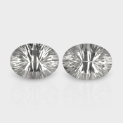 Crystal Quartz 16x12mm Concave Cut Oval AAA Matched Gemstones Pair - 181953