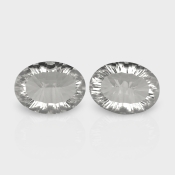 Crystal Quartz 16x12mm Concave Cut Oval AAA Matched Gemstones Pair - 181954