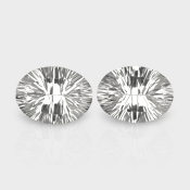 Crystal Quartz 16x12mm Concave Cut Oval AAA Matched Gemstones Pair - 181955