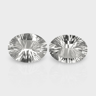 Crystal Quartz 16x12mm Concave Cut Oval AAA Matched Gemstones Pair - 181956