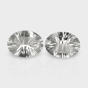 Crystal Quartz 16x12mm Concave Cut Oval AAA Matched Gemstones Pair - 181956