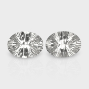 Crystal Quartz 16x12mm Concave Cut Oval AAA Matched Gemstones Pair - 181957