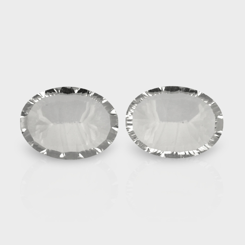 Crystal Quartz 16x12mm Concave Cut Oval AAA Matched Gemstones Pair - 181957