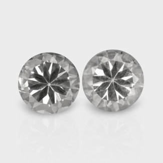 Crystal Quartz 12mm Diamond Cut Round AAA Matched Gemstones Pair - 181963