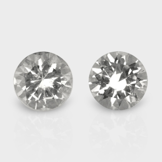 Crystal Quartz 9mm Diamond Cut Round AAA Matched Gemstones Pair - 181975