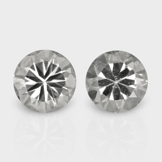 Crystal Quartz 10mm Diamond Cut Round AAA Matched Gemstones Pair - 181980