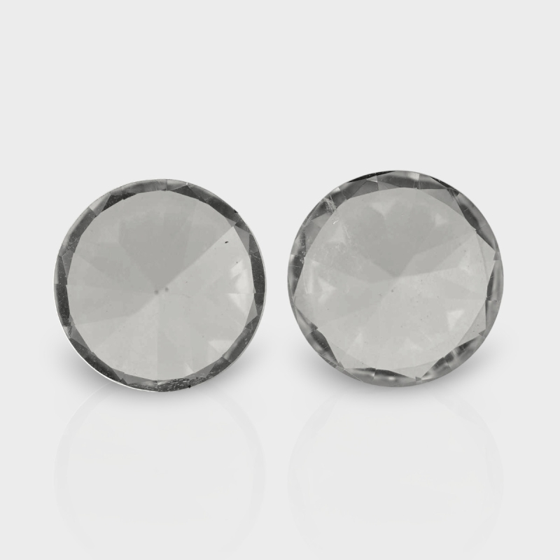 Crystal Quartz 12mm Diamond Cut Round AAA Matched Gemstones Pair - 181983