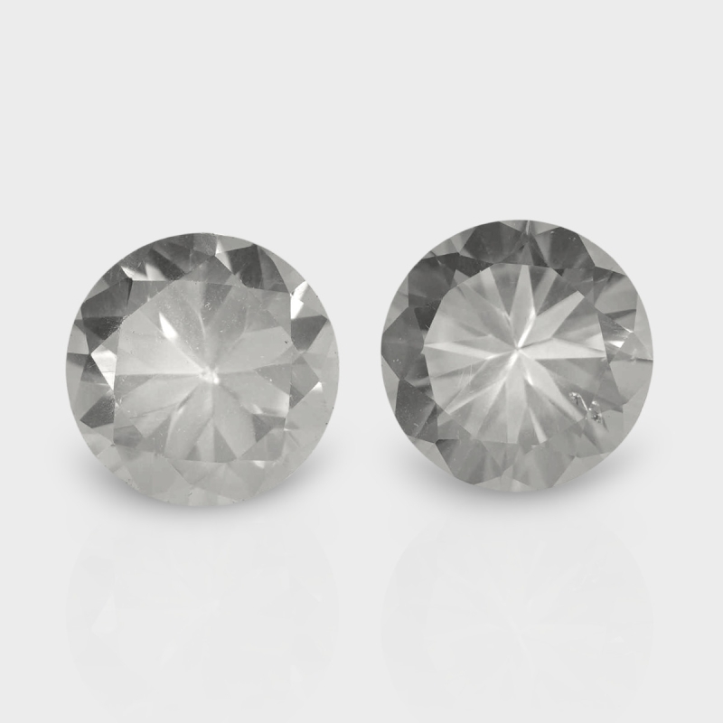 Crystal Quartz 10.5mm Diamond Cut Round AAA Matched Gemstones Pair - 181986