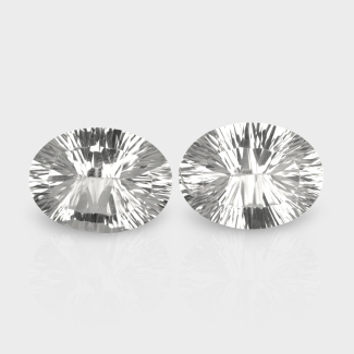 Crystal Quartz 16x12mm Concave Cut Oval AAA Matched Gemstones Pair - 181976