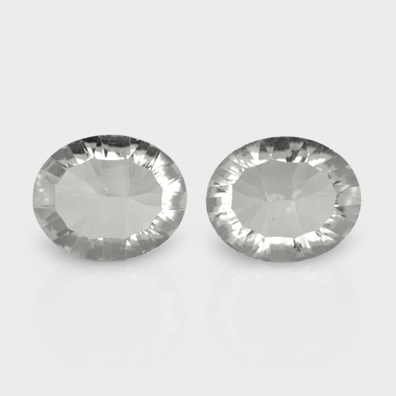 Crystal Quartz 11x9mm Concave Cut Oval AAA Matched Gemstones Pair - 181988