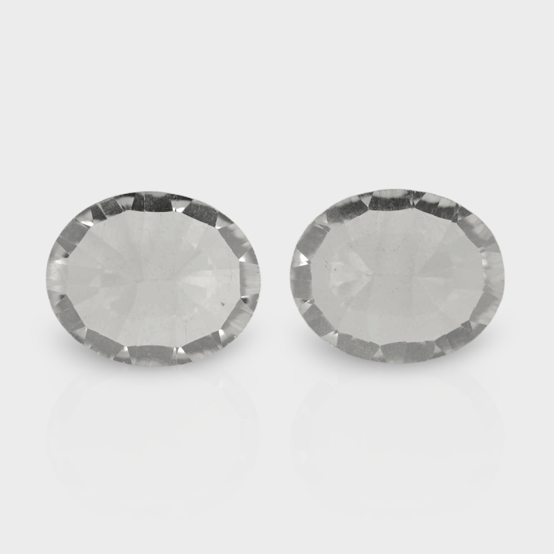 Crystal Quartz 11x9mm Concave Cut Oval AAA Matched Gemstones Pair - 181988