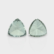 Green Amethyst 14mm Concave Cut Trillion AAA Matched Gemstones Pair - 182031