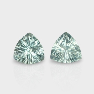 Green Amethyst 14mm Concave Cut Trillion AAA Matched Gemstones Pair - 182031