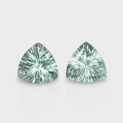 Green Amethyst 14mm Concave Cut Trillion AAA Matched Gemstones Pair - 182031