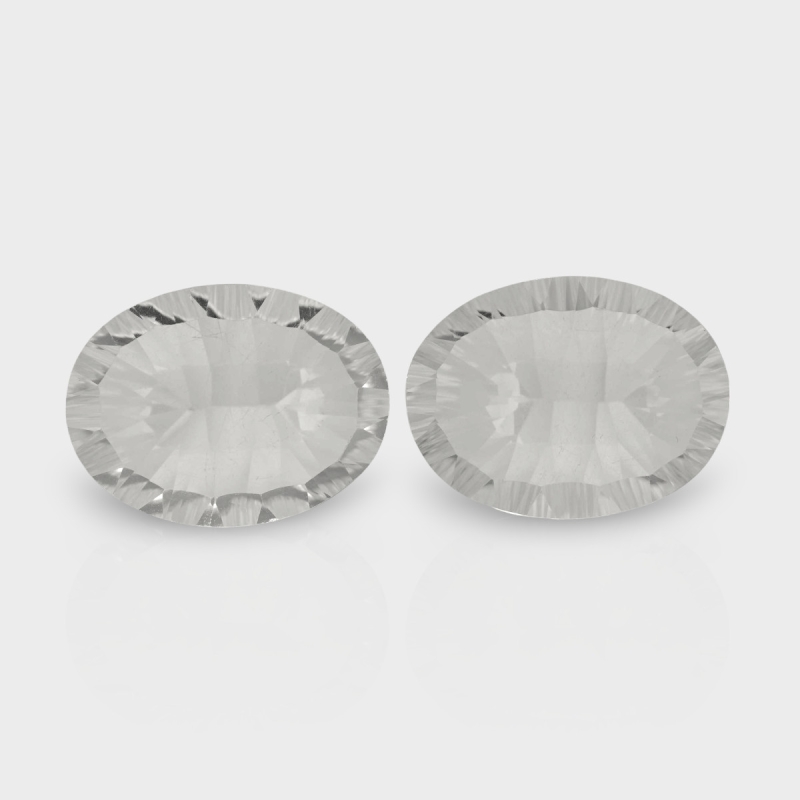Crystal Quartz 20x15mm Concave Cut Oval AAA Matched Gemstones Pair - 181928