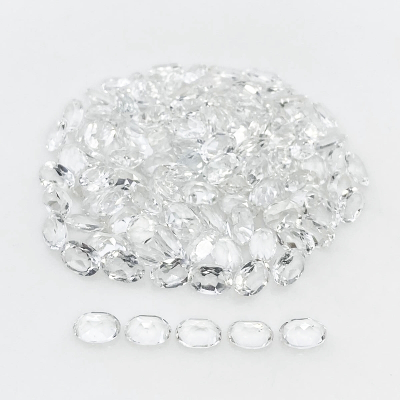 White Topaz 6x4mm Faceted Oval AA+ Gemstones Parcel - 181678