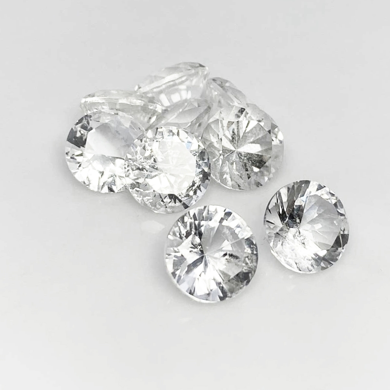 Crystal Quartz 10mm Diamond Cut Round AA Gemstones Parcel - 182058