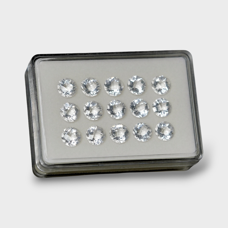 Crystal Quartz 10mm Checkerboard Round AAA Gemstones Parcel - 181752