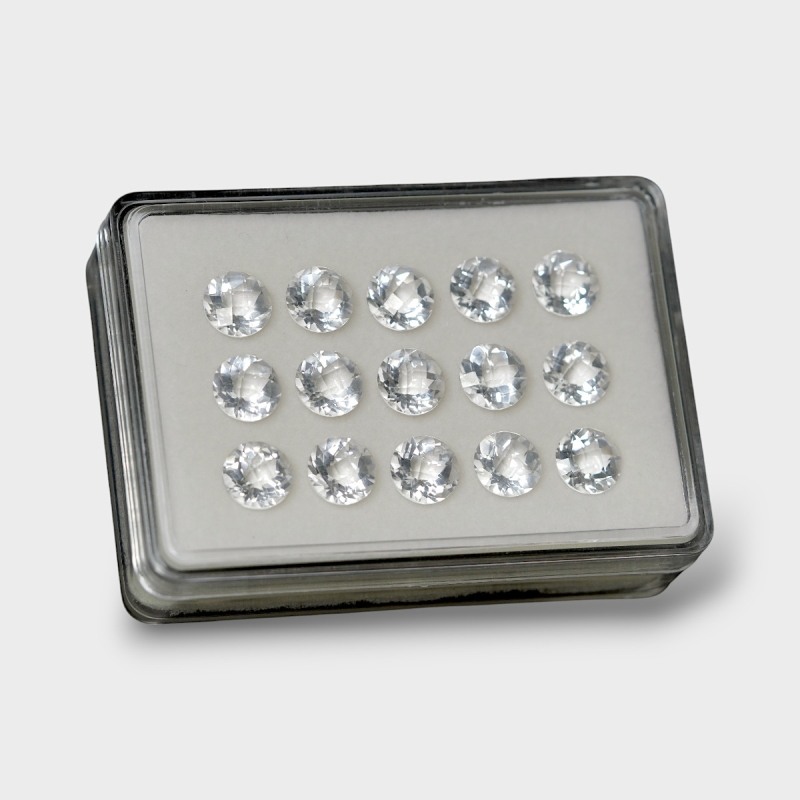 Crystal Quartz 10mm Checkerboard Round AAA Gemstones Parcel - 181755