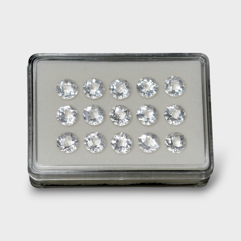 Crystal Quartz 10mm Checkerboard Round AAA Gemstones Parcel - 181755