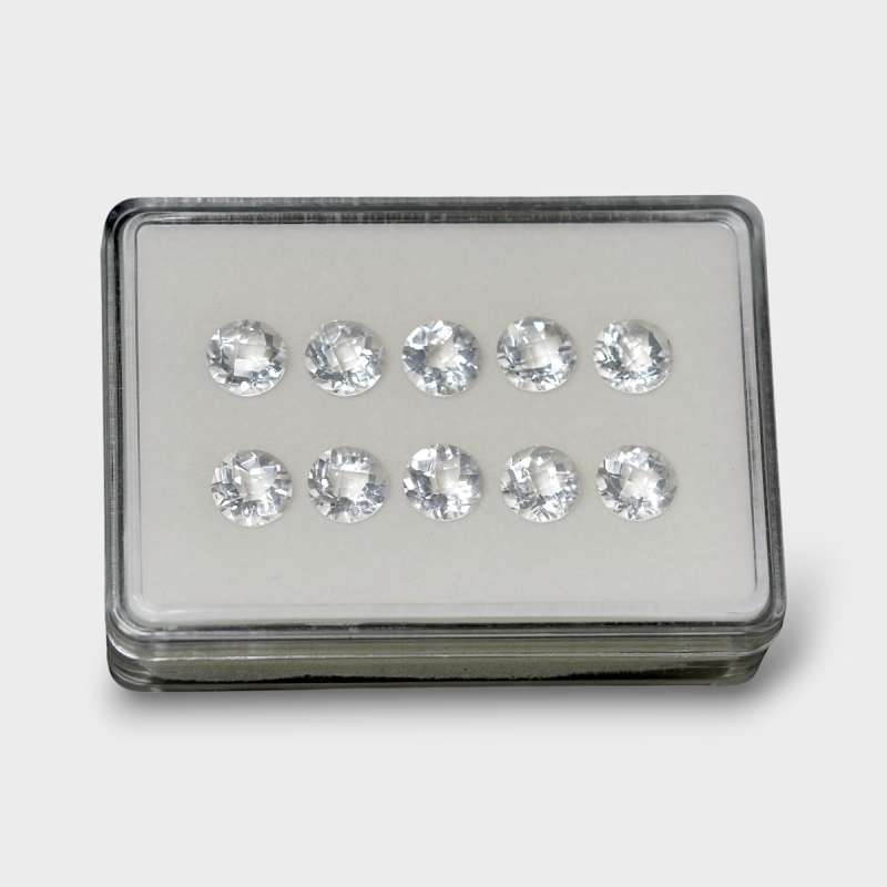 Crystal Quartz 10mm Checkerboard Round AAA Gemstones Parcel - 181753