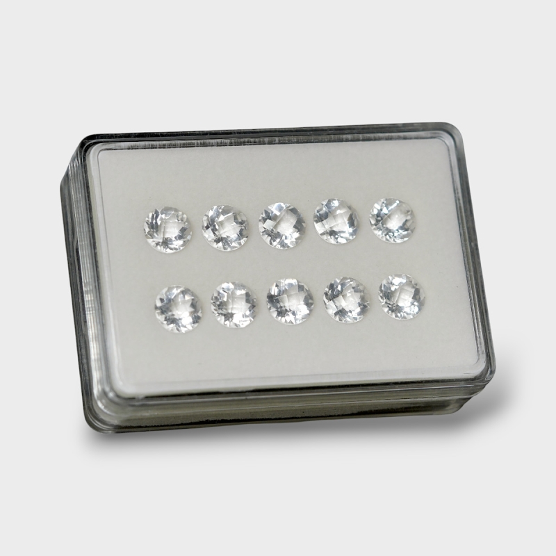 Crystal Quartz 10mm Checkerboard Round AAA Gemstones Parcel - 181753