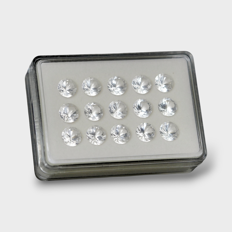 Crystal Quartz 10mm Diamond Cut Round AAA Gemstones Parcel - 181756