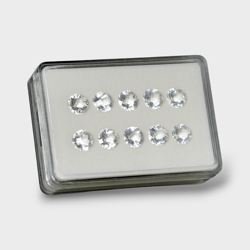 Crystal Quartz 10mm Checkerboard Round AAA Gemstones Parcel - 181757