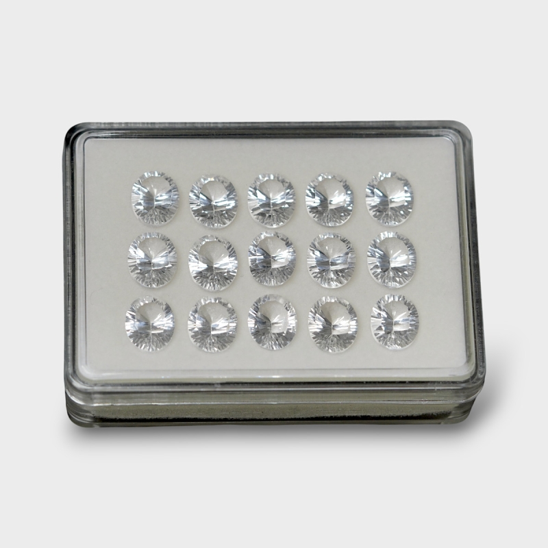 Crystal Quartz 12x10mm Concave Cut Oval AAA Gemstones Parcel - 181761