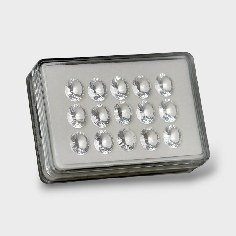 Crystal Quartz 12x10mm Concave Cut Oval AAA Gemstones Parcel - 181761