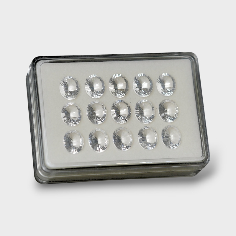 Crystal Quartz 12x10mm Concave Cut Oval AAA Gemstones Parcel - 181762