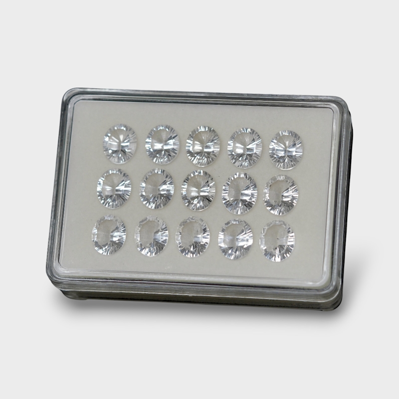 Crystal Quartz 12x10mm Concave Cut Oval AAA Gemstones Parcel - 181762
