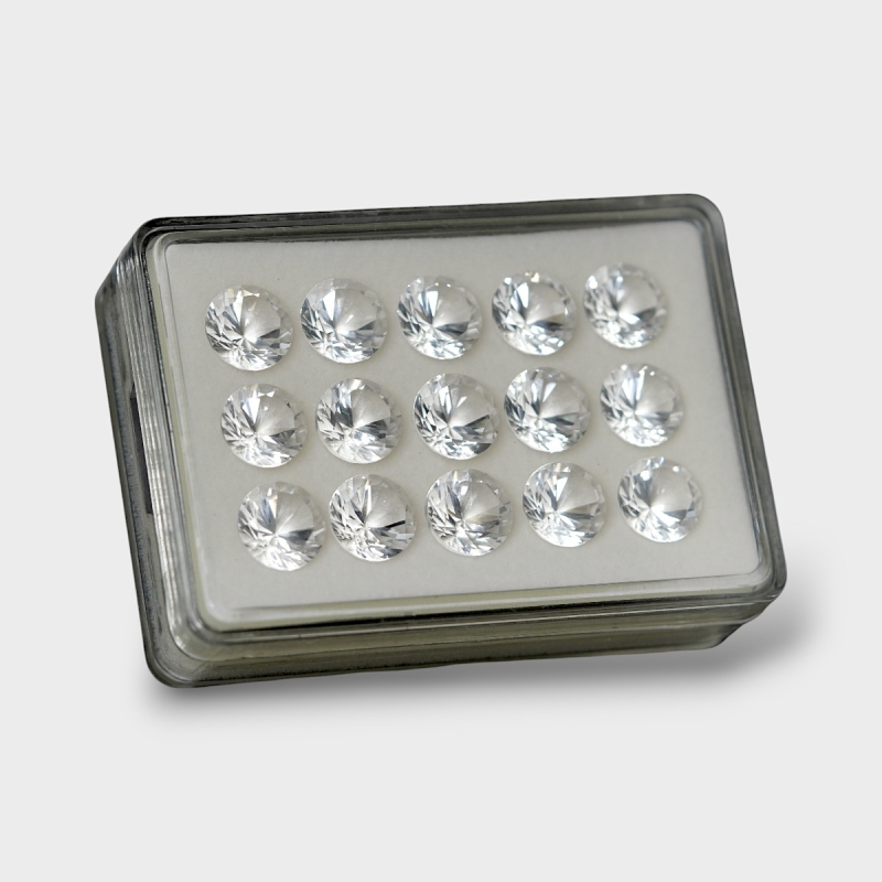 Crystal Quartz 12mm Diamond Cut Round AAA Gemstones Parcel - 181765