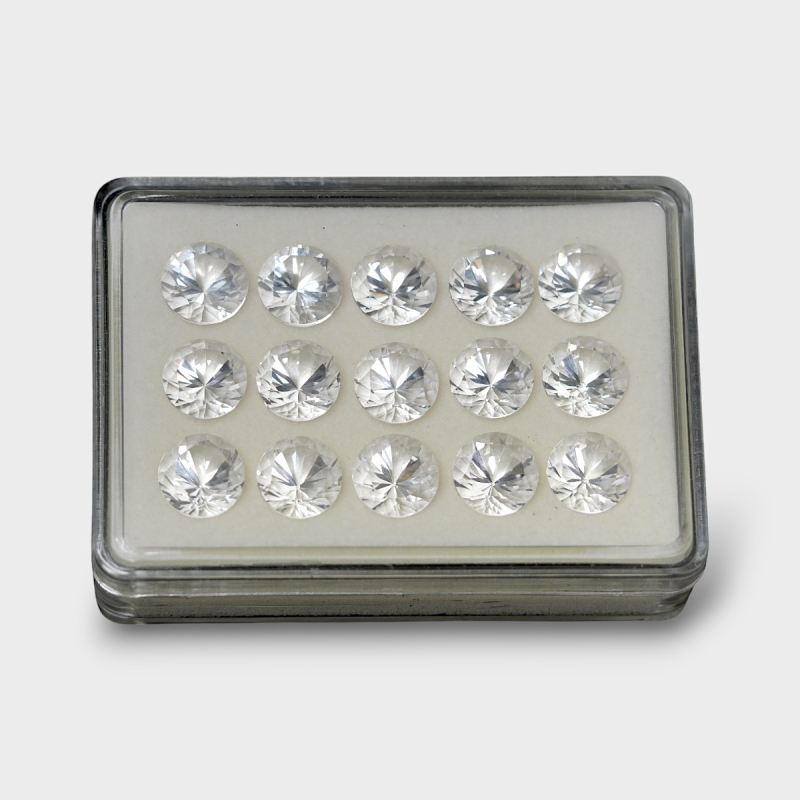 Crystal Quartz 12mm Diamond Cut Round AAA Gemstones Parcel - 181766