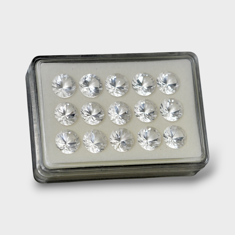 Crystal Quartz 12mm Diamond Cut Round AAA Gemstones Parcel - 181766