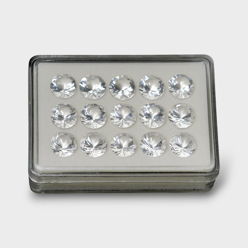 Crystal Quartz 12mm Diamond Cut Round AAA Gemstones Parcel - 181767