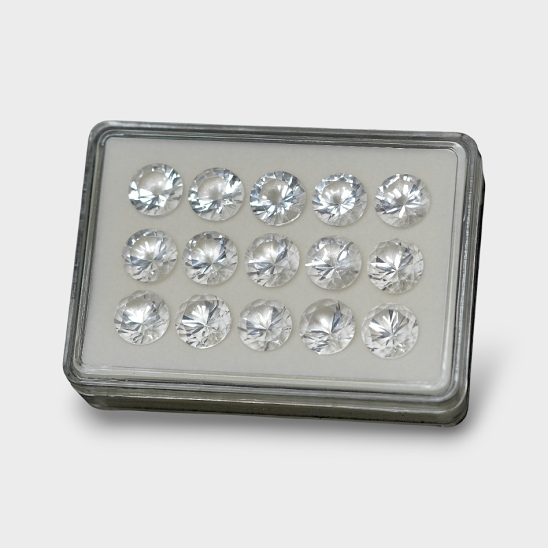 Crystal Quartz 12mm Diamond Cut Round AAA Gemstones Parcel - 181767