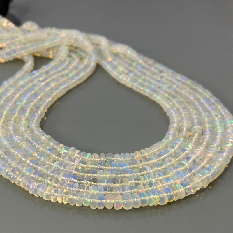 Ethiopian Opal 4-5mm Smooth Rondelle AA+ Gemstone Beads Strand - 181884