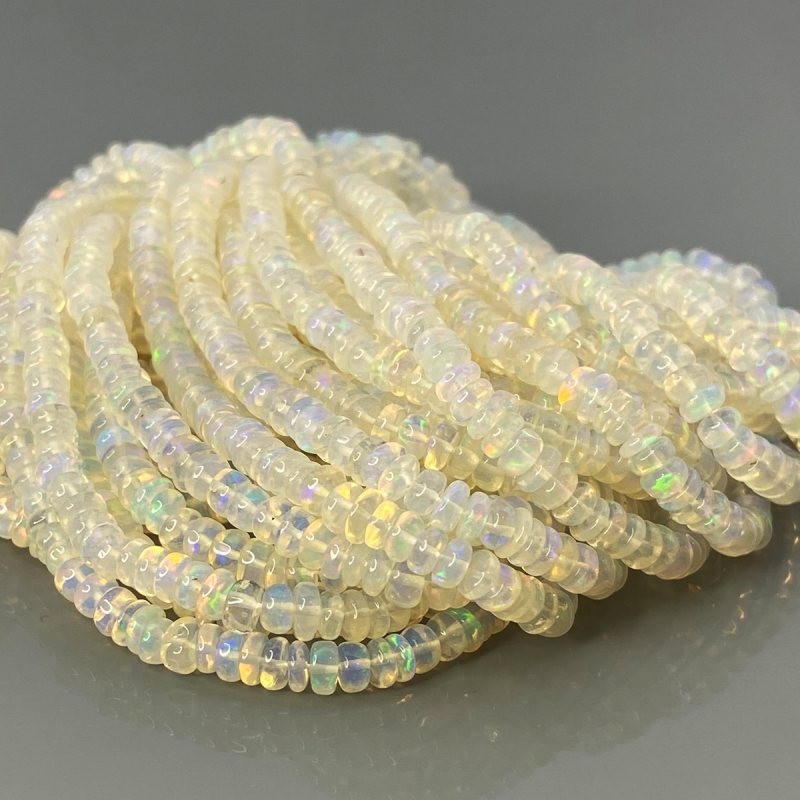 Ethiopian Opal 4-5mm Smooth Rondelle AA+ Gemstone Beads Strand - 181884