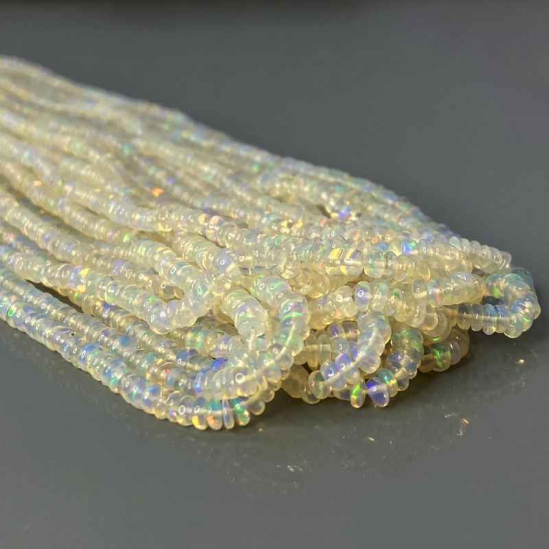 Ethiopian Opal 3.5-4mm Smooth Rondelle AA+ Gemstone Beads Strand - 181885