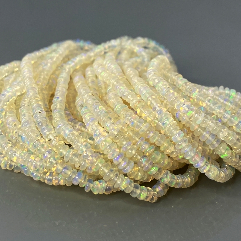 Ethiopian Opal 3.5-4mm Smooth Rondelle AA+ Gemstone Beads Strand - 181885