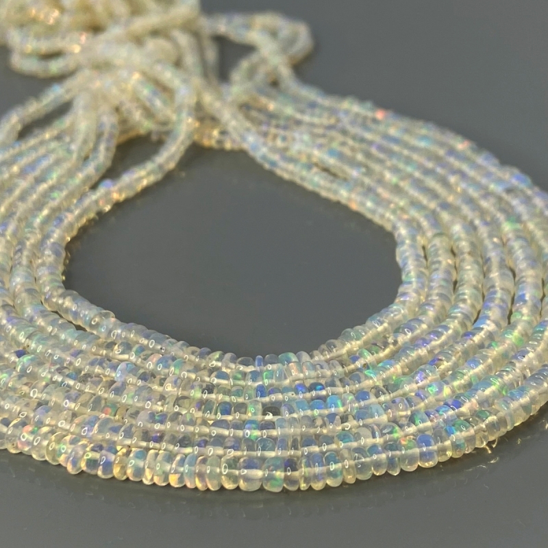 Ethiopian Opal 3.5-4mm Smooth Rondelle AA+ Gemstone Beads Strand - 181885