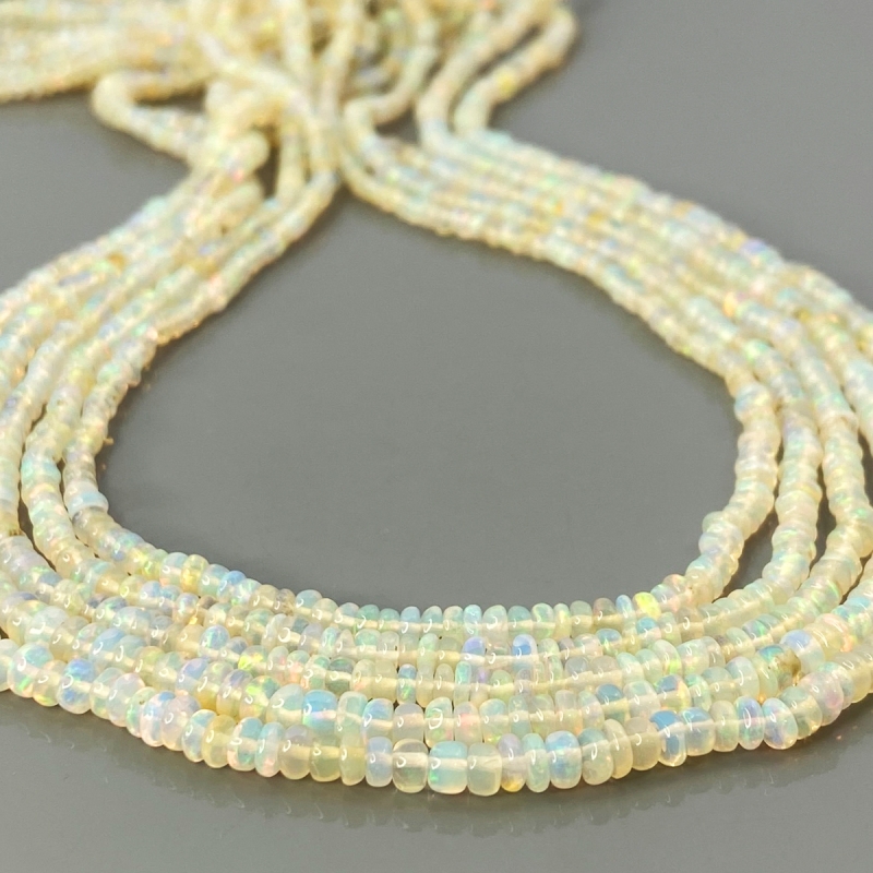 Ethiopian Opal 3-3.5mm Smooth Rondelle AA+ Gemstone Beads Strand - 181887