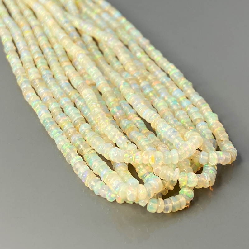 Ethiopian Opal 3-4mm Smooth Rondelle AA+ Gemstone Beads Strand - 181889